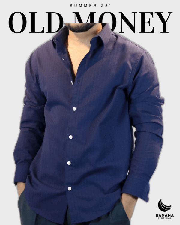 "OLD MONEY"Navy Blue Shirt.
