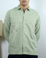 “OLD SCHOOL” Green Pinstripes Shirt - Image 3