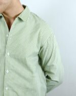 “OLD SCHOOL” Green Pinstripes Shirt - Image 5