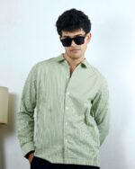 “OLD SCHOOL” Green Pinstripes Shirt