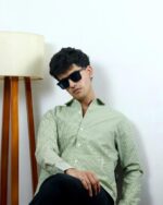 “OLD SCHOOL” Green Pinstripes Shirt - Image 7