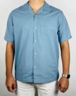 “OLD SCHOOL” Camp Shirt Cloud Blue - Image 7