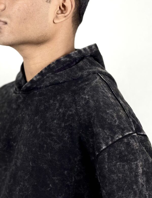 ACID WASH BLACK HOODIE